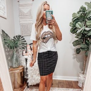 NWT * EXPRESS Windowpane High Waisted Pencil Skirt